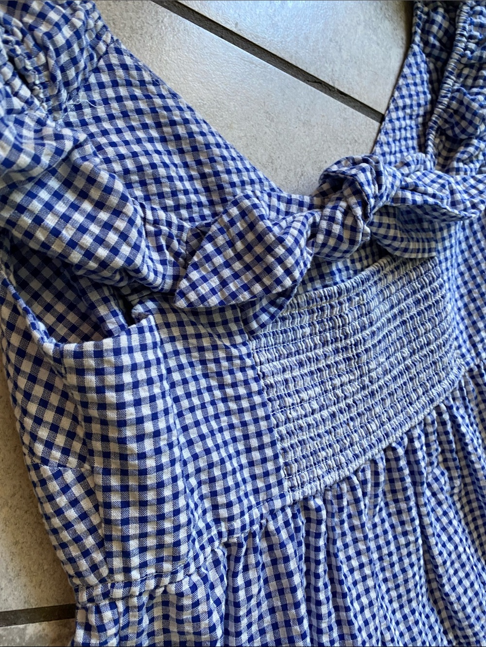 Old Navy Blue Gingham Tiered Maxi Dress - Picture 9 of 10
